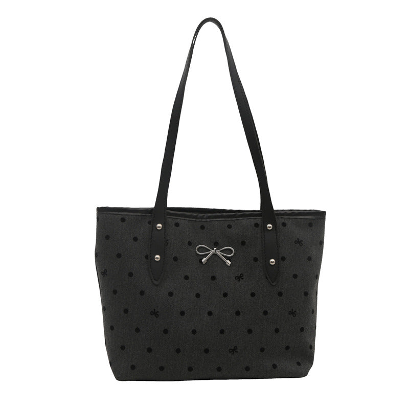 Wholesale Polka Dot Printed Bow Tote Bag Trendy Large Capacity Casual Shoulder